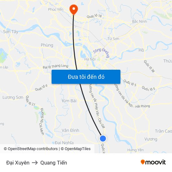 Đại Xuyên to Quang Tiến map