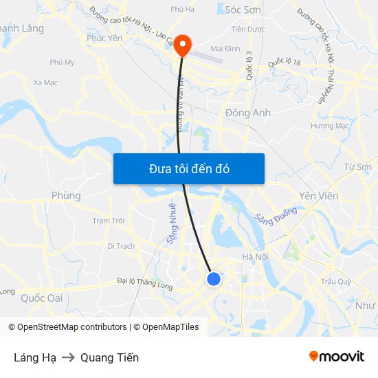Láng Hạ to Quang Tiến map
