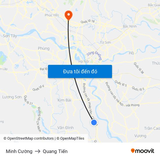 Minh Cường to Quang Tiến map