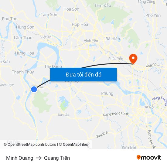Minh Quang to Quang Tiến map
