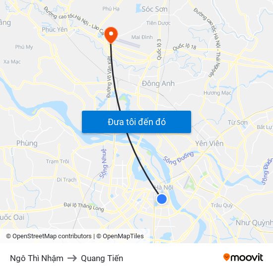 Ngô Thì Nhậm to Quang Tiến map