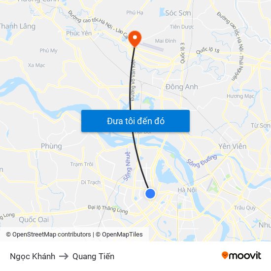 Ngọc Khánh to Quang Tiến map