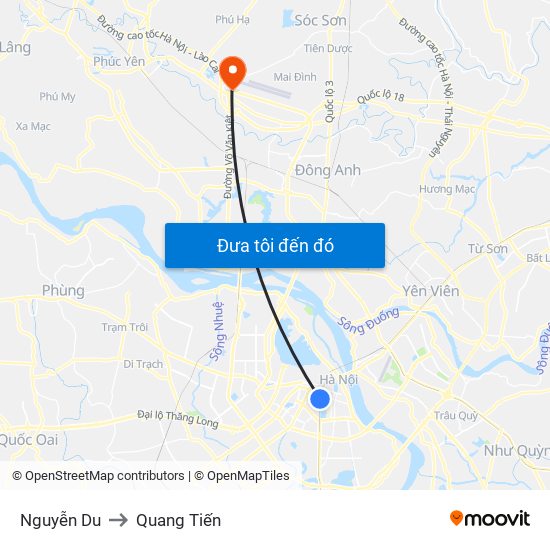 Nguyễn Du to Quang Tiến map