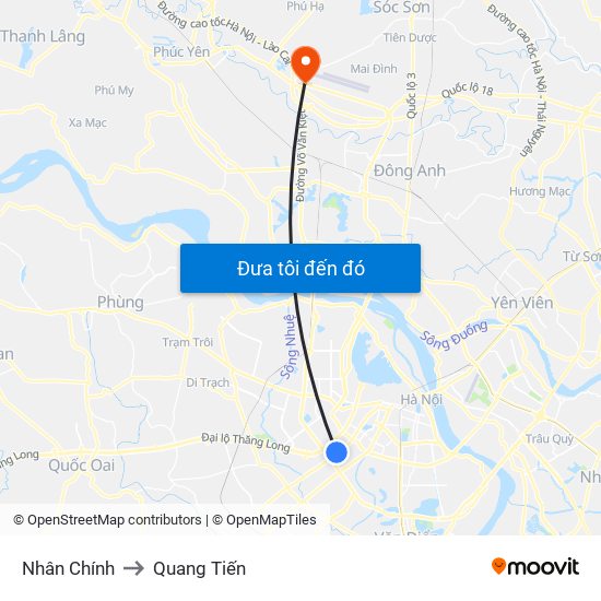 Nhân Chính to Quang Tiến map
