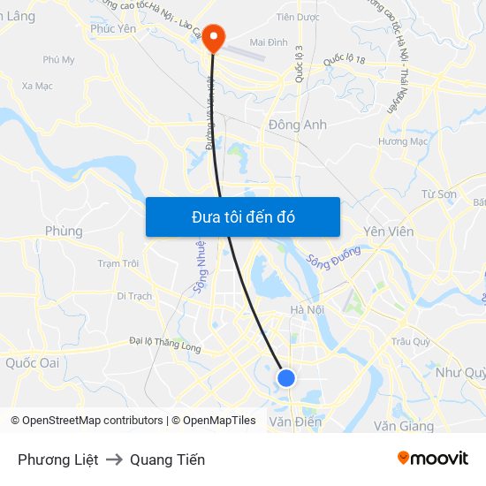 Phương Liệt to Quang Tiến map