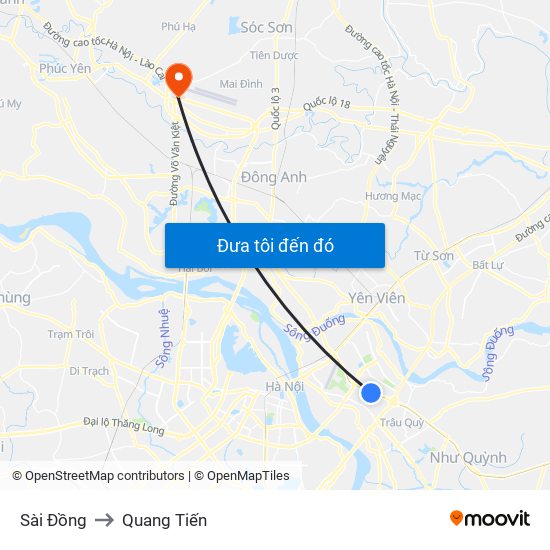 Sài Đồng to Quang Tiến map