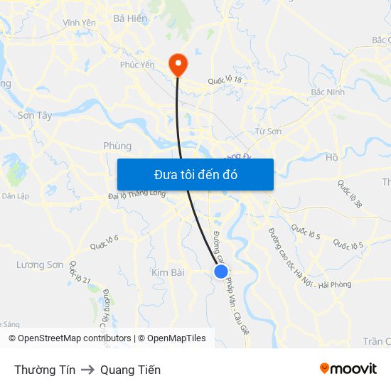 Thường Tín to Quang Tiến map
