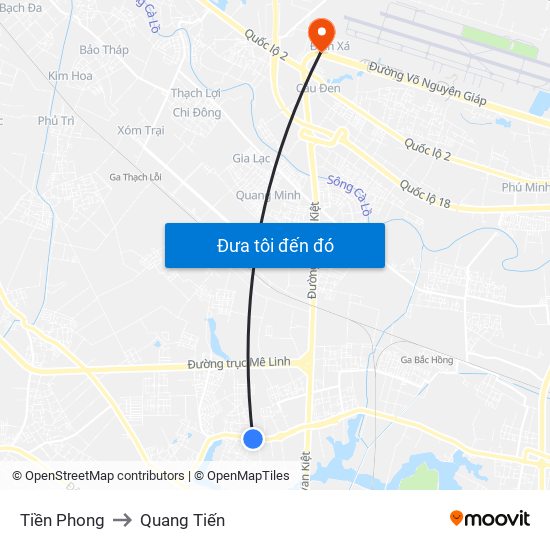 Tiền Phong to Quang Tiến map