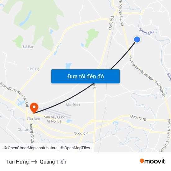Tân Hưng to Quang Tiến map