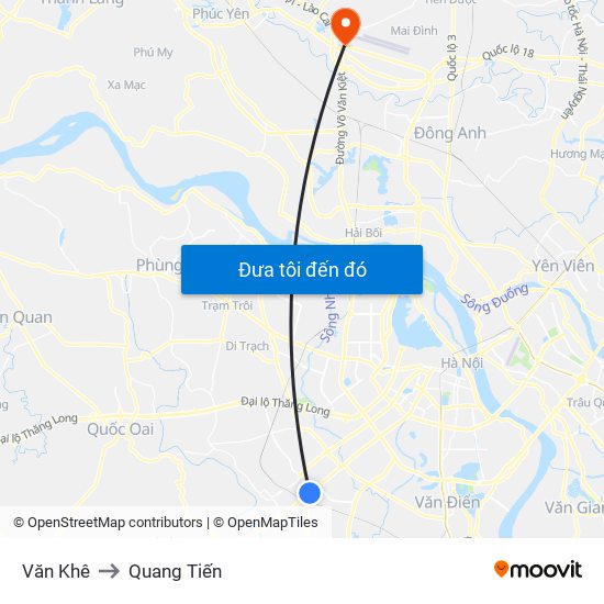 Văn Khê to Quang Tiến map