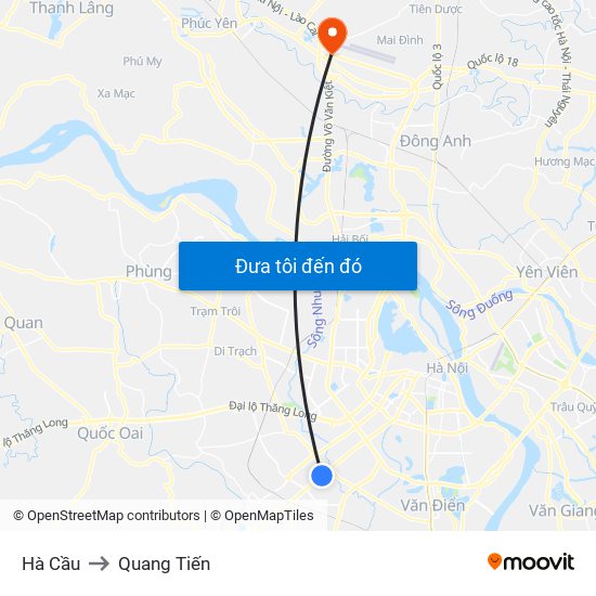 Hà Cầu to Quang Tiến map