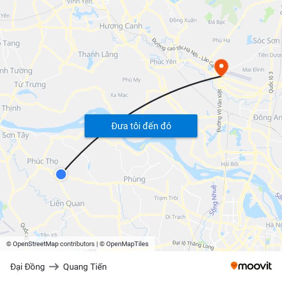 Đại Đồng to Quang Tiến map