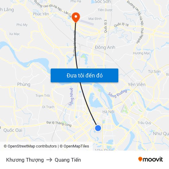 Khương Thượng to Quang Tiến map