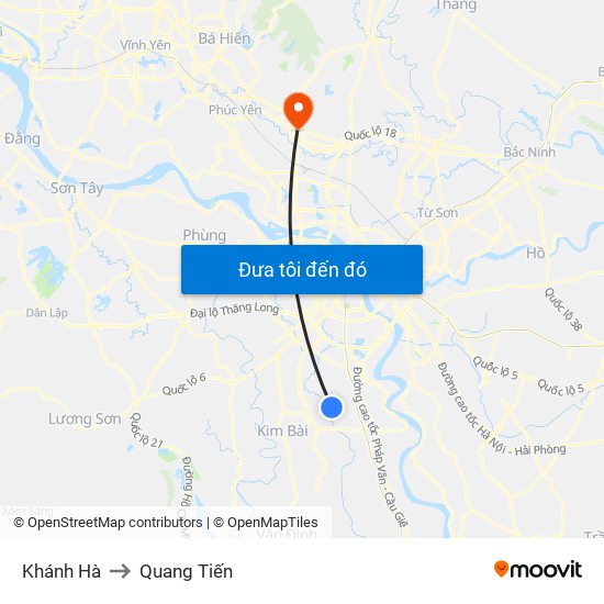 Khánh Hà to Quang Tiến map