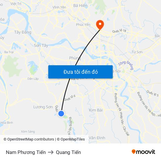 Nam Phương Tiến to Quang Tiến map