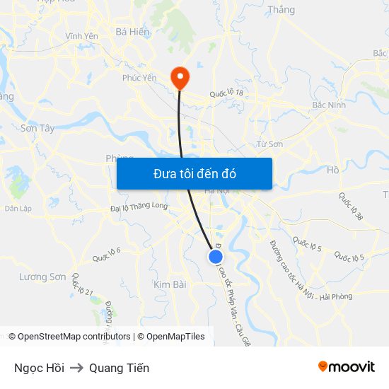Ngọc Hồi to Quang Tiến map