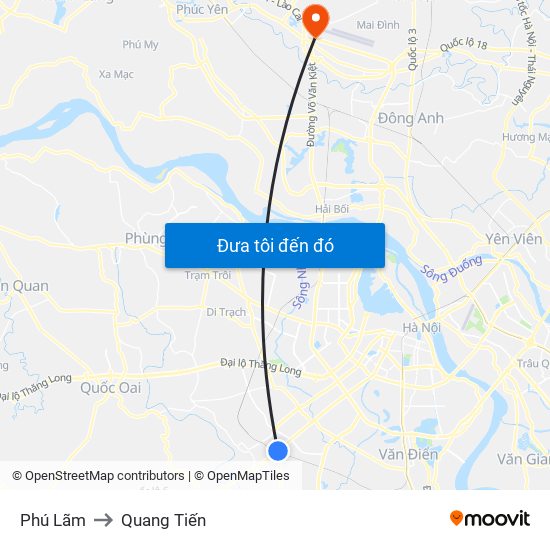 Phú Lãm to Quang Tiến map