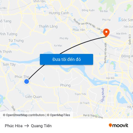 Phúc Hòa to Quang Tiến map