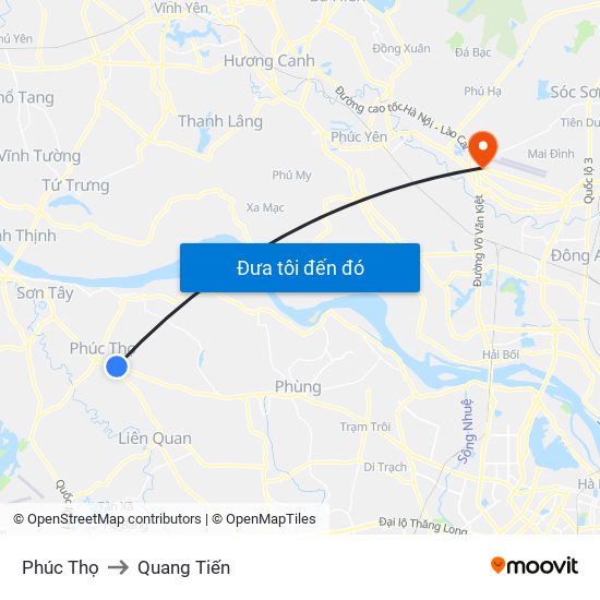 Phúc Thọ to Quang Tiến map