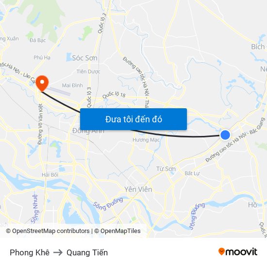 Phong Khê to Quang Tiến map