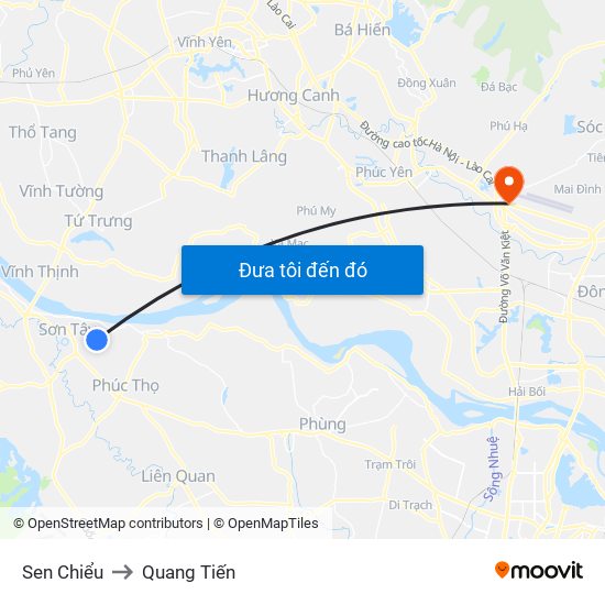 Sen Chiểu to Quang Tiến map