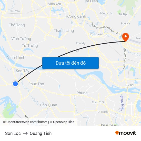 Sơn Lộc to Quang Tiến map