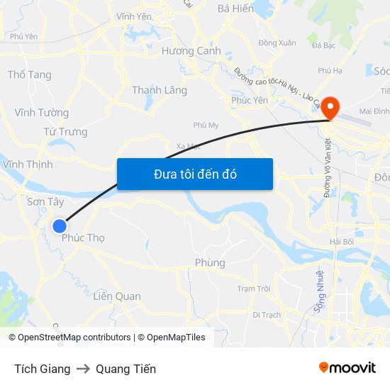 Tích Giang to Quang Tiến map