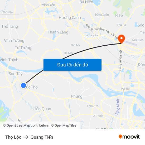 Thọ Lộc to Quang Tiến map