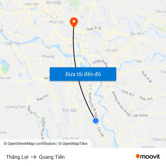 Thắng Lợi to Quang Tiến map