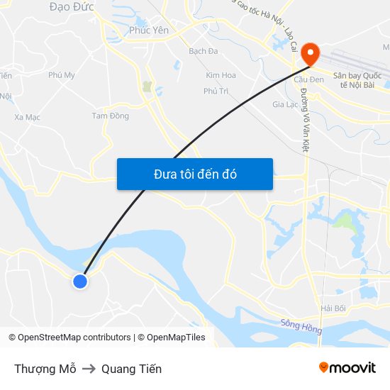 Thượng Mỗ to Quang Tiến map