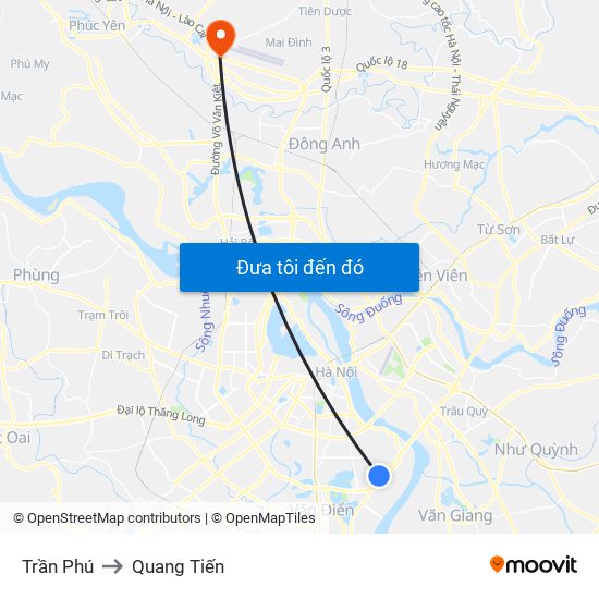 Trần Phú to Quang Tiến map