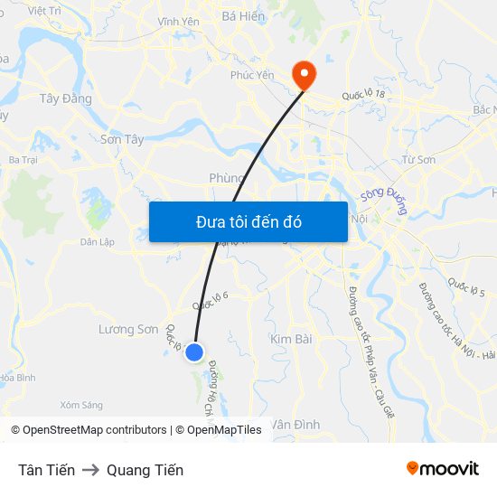 Tân Tiến to Quang Tiến map