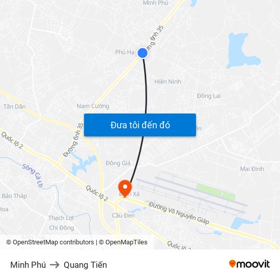 Minh Phú to Quang Tiến map