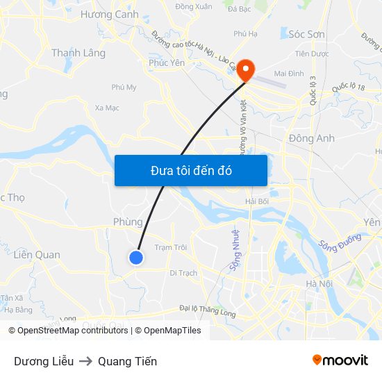 Dương Liễu to Quang Tiến map