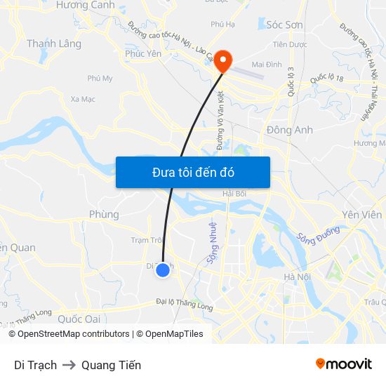 Di Trạch to Quang Tiến map