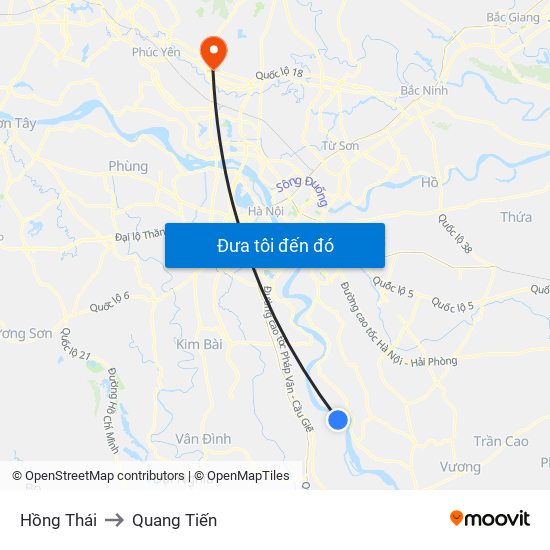 Hồng Thái to Quang Tiến map