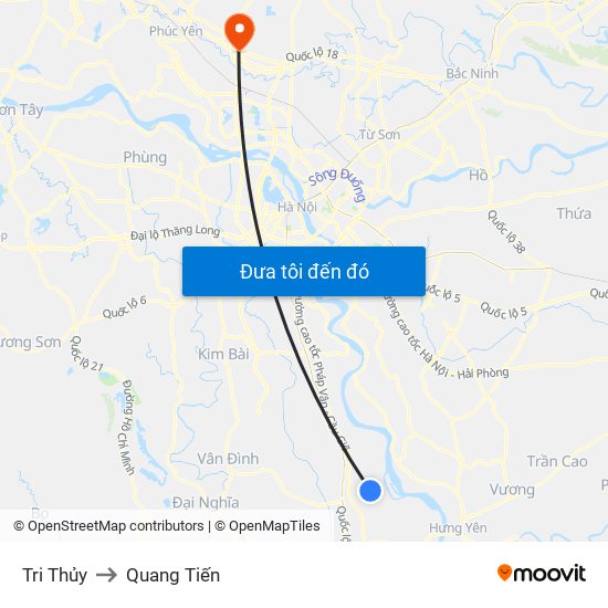 Tri Thủy to Quang Tiến map