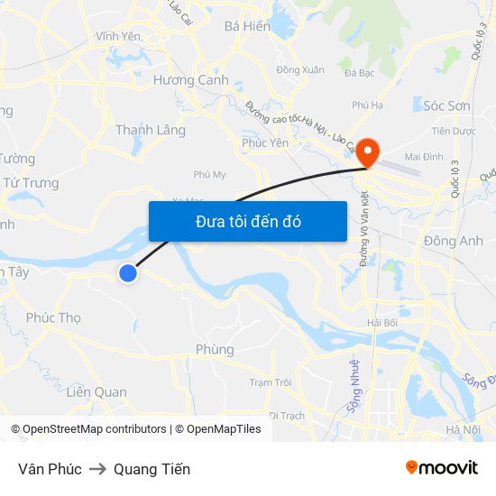 Vân Phúc to Quang Tiến map