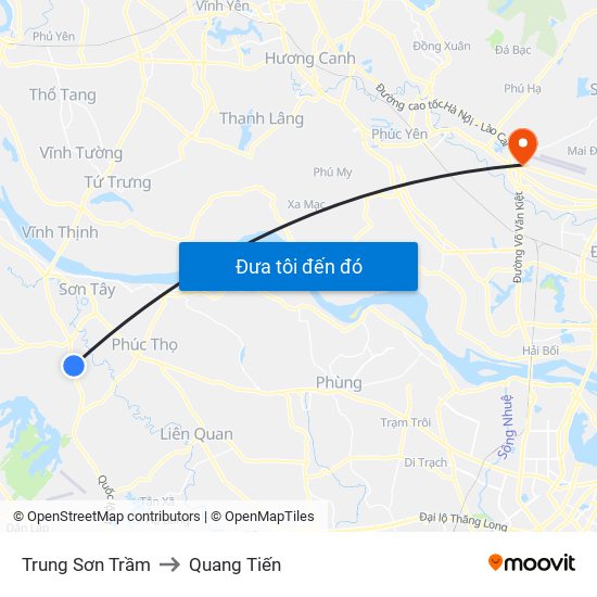 Trung Sơn Trầm to Quang Tiến map