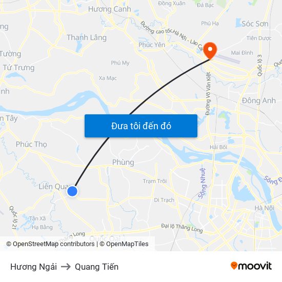Hương Ngải to Quang Tiến map