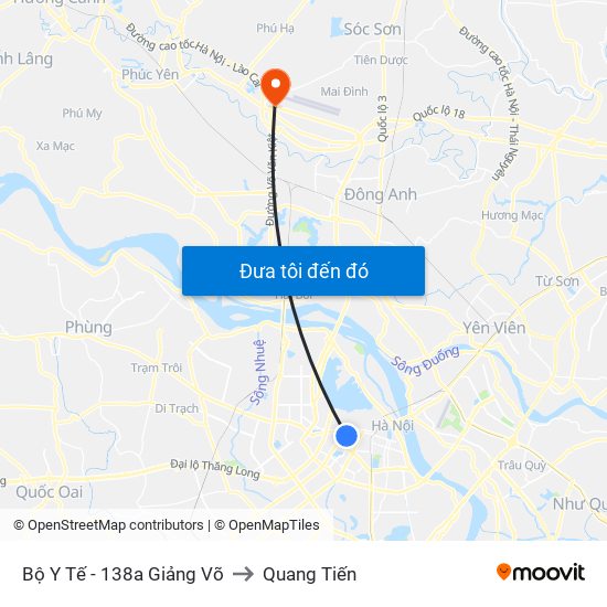 Bộ Y Tế - 138a Giảng Võ to Quang Tiến map