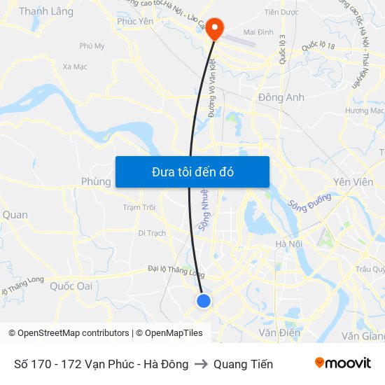 Số 170 - 172 Vạn Phúc - Hà Đông to Quang Tiến map