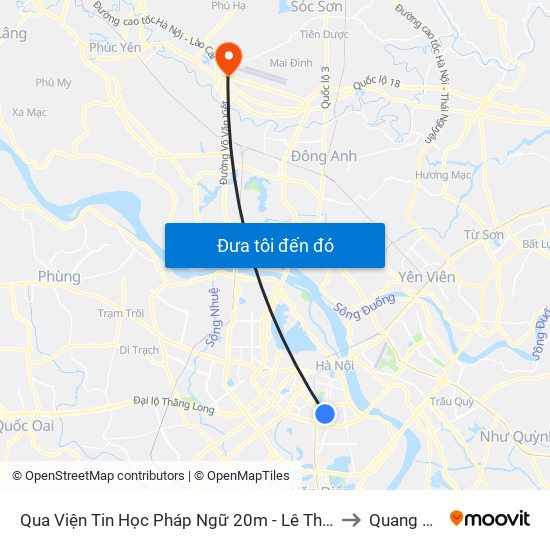 Qua Viện Tin Học Pháp Ngữ 20m - Lê Thanh Nghị to Quang Tiến map