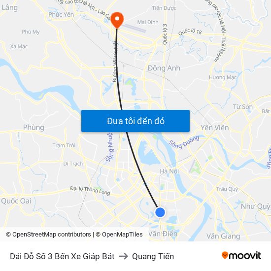 Dải Đỗ Số 3 Bến Xe Giáp Bát to Quang Tiến map