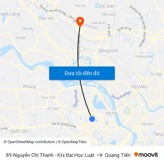 89 Nguyễn Chí Thanh - Ktx Đại Học Luật to Quang Tiến map