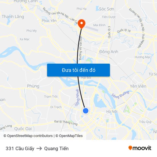 331 Cầu Giấy to Quang Tiến map