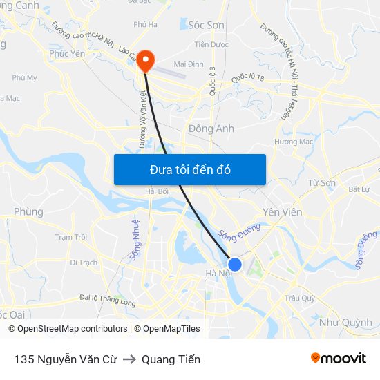 135 Nguyễn Văn Cừ to Quang Tiến map