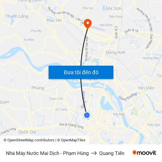 Nhà Máy Nước Mai Dịch - Phạm Hùng to Quang Tiến map