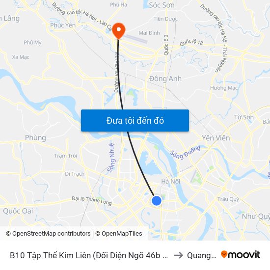 B10 Tập Thể Kim Liên (Đối Diện Ngõ 46b Phạm Ngọc Thạch) to Quang Tiến map