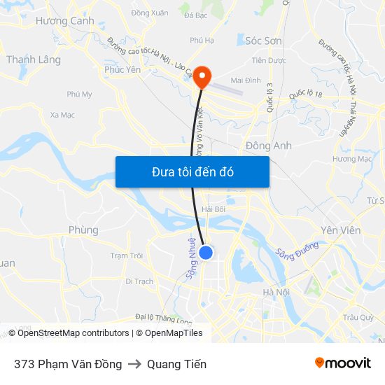 373 Phạm Văn Đồng to Quang Tiến map